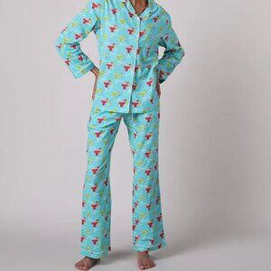 Mahogany Margarita pajama set Medium blue red cotton